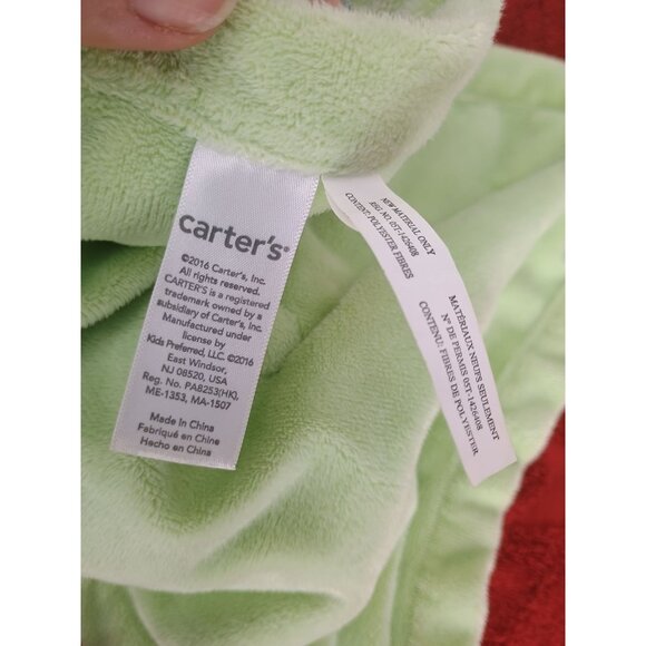 Carters Elephant Lovey Baby Blanket Plush Toy With Green & Blue Elephant Print - Picture 7 of 8